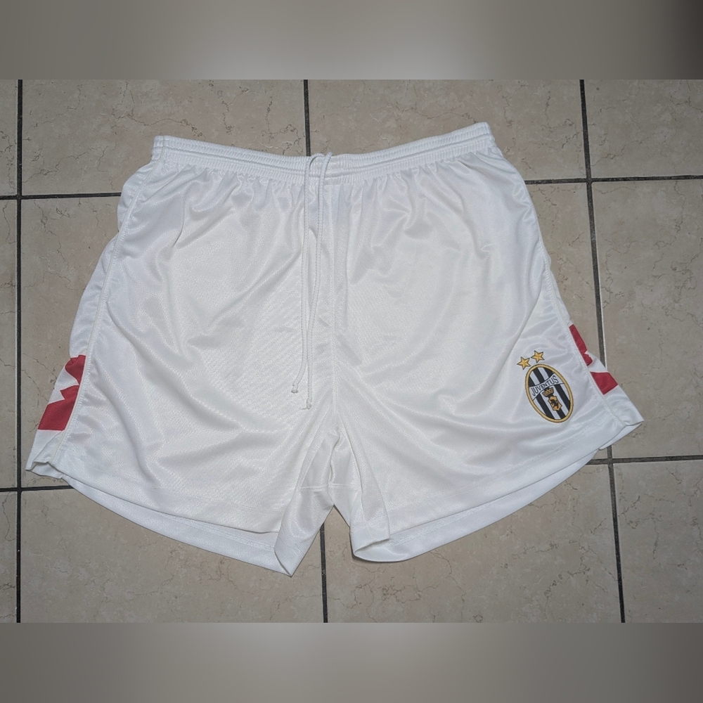 Men's White and Red Athletic Shorts